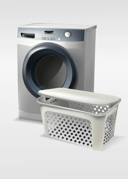 清洗机与购物篮 — 图库矢量图片