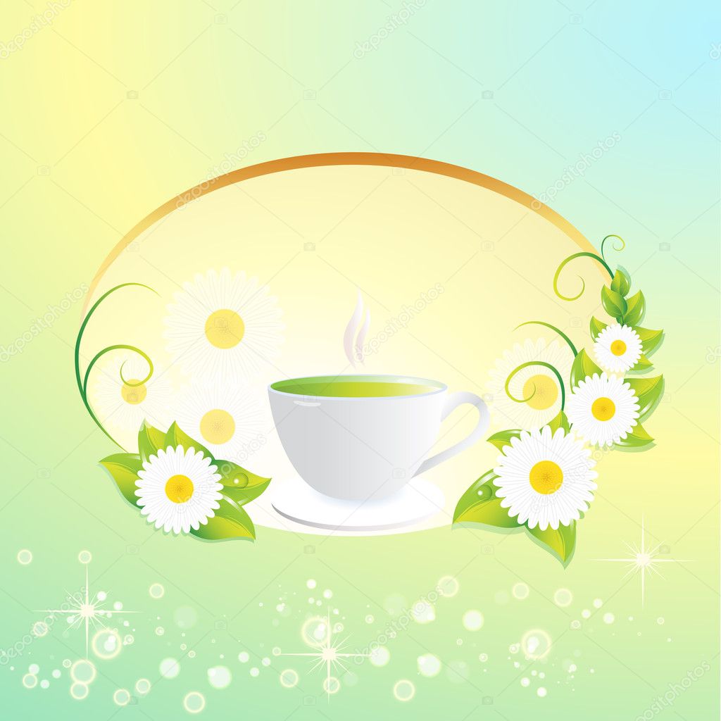 Vector background with tea cup.