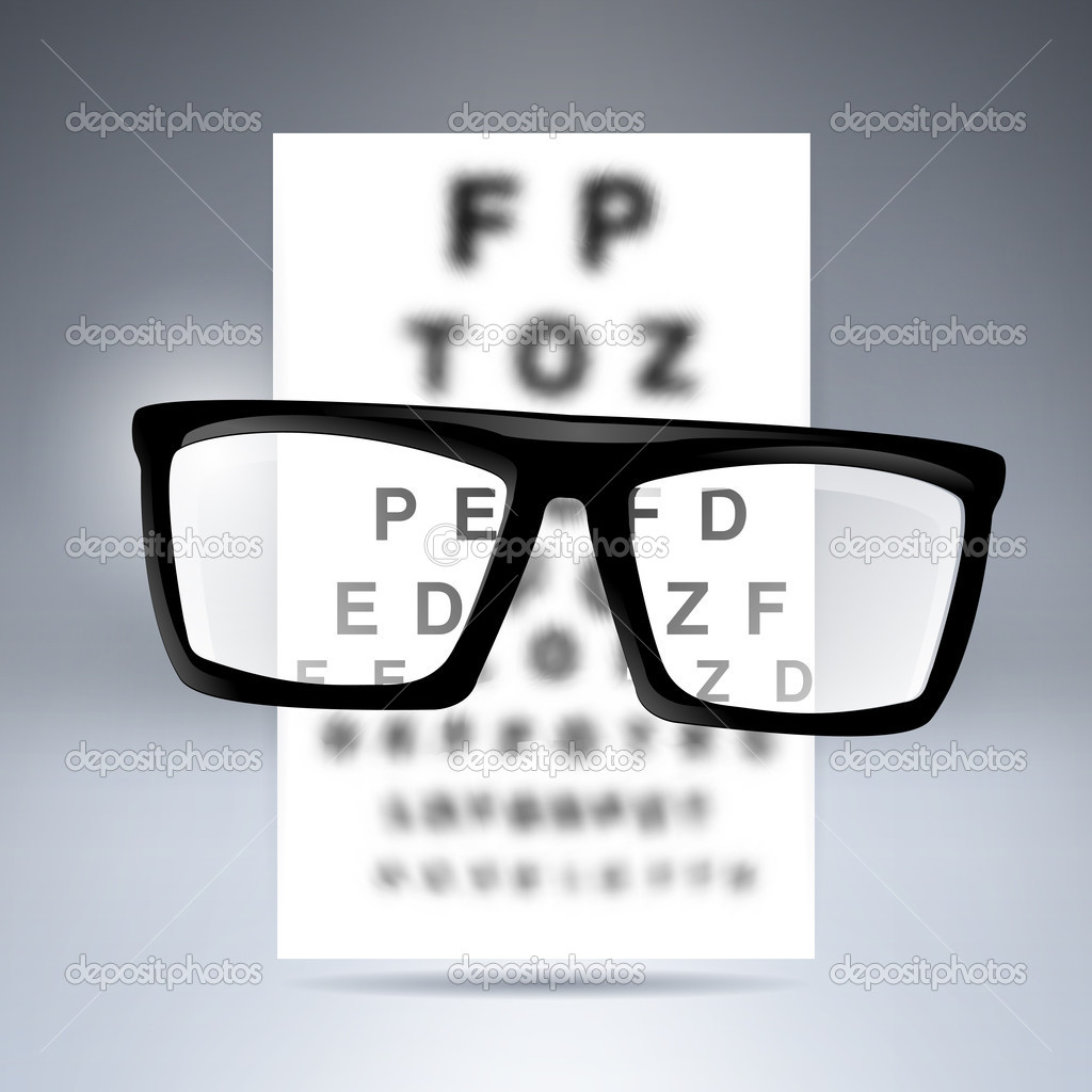 Vector test alphabet with glasses.