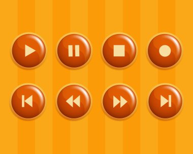 Vector set of media buttons. clipart