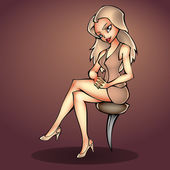 vektorové sexy dívka sedí na židli