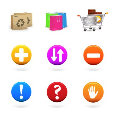 Vector collection of shopping and commerce icons clipart