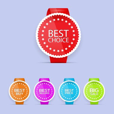 Best choice, best buy, best price and best sale tags. Vector. clipart