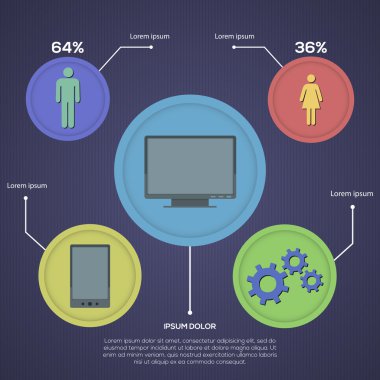 sosyal ağ infographics seti, retro tarzı tasarım. vektör çizim