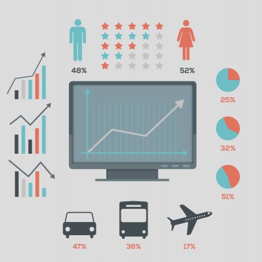 sosyal ağ infographics seti, retro tarzı tasarım. vektör çizim