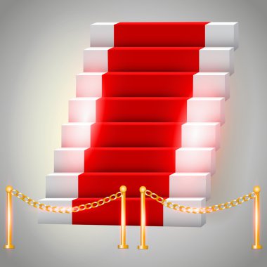 Red carpet on stairs. Vector illustration clipart
