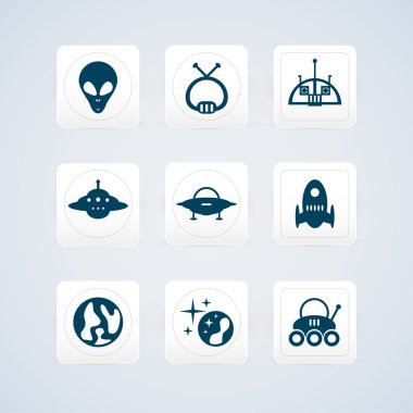Black space icons set. Vector illustration clipart