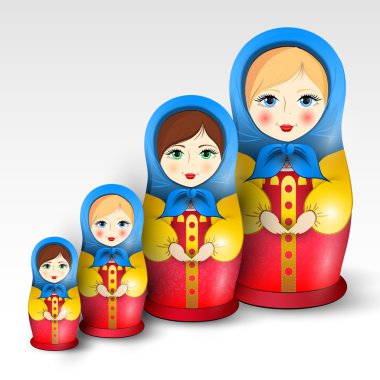 Traditional matryoschka dolls,  vector illustration   clipart