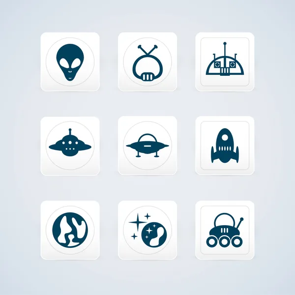 Black Space Icons Set Vector Illustration — Stock Vector