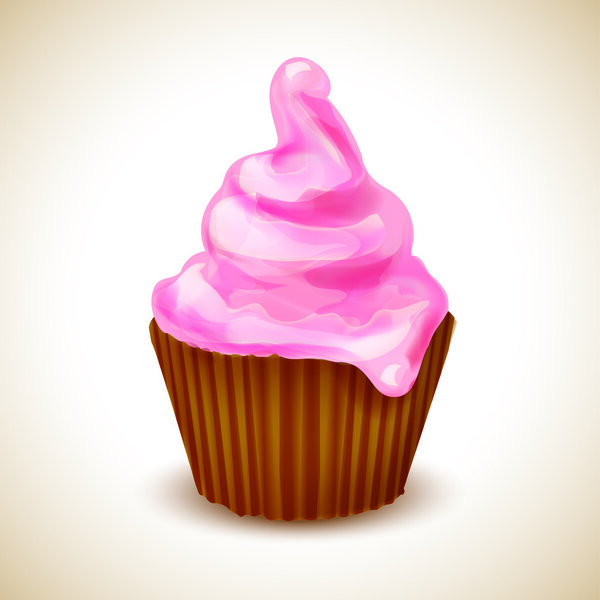 Birthday card with cupcake. Vector illustration