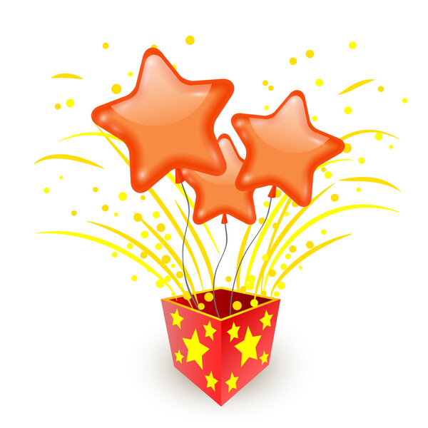 Подарочная коробка со звездой. Векторная иллюстрация
