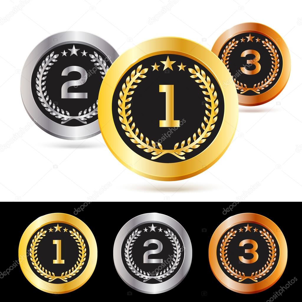Gold Silver Bronze Medals Vector Stock Vector Image by ©ClassyCatStudio