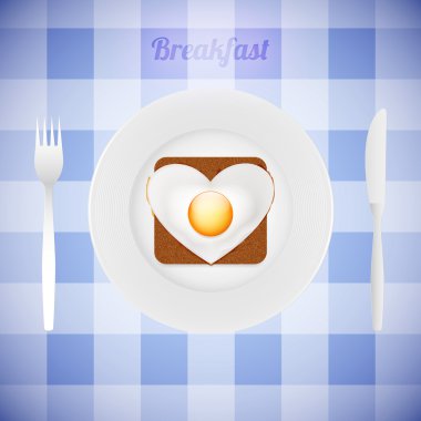 The tableware with heart. Vector clipart