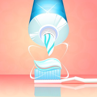 illustration of isolated toothbrush with toothpaste and tube clipart