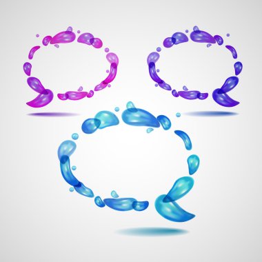 Set of speech bubbles formed from water. Vector clipart