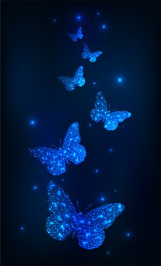 Abstract background with glowing butterflies. Vector illustration clipart