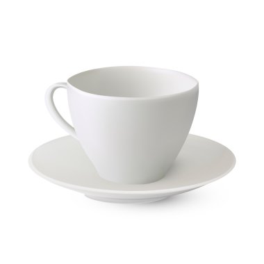 White teacup on saucer. Vector illustration clipart