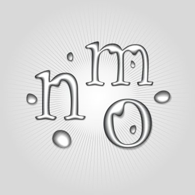 Vector water letters M, N, O. clipart