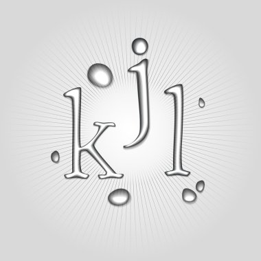 vektör su harf k, j, l.