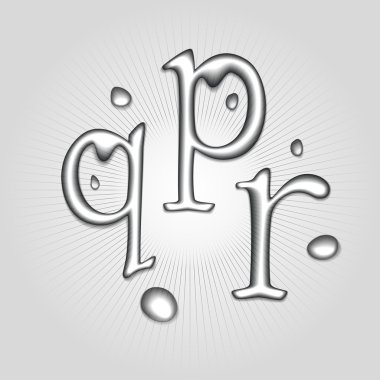 Vector water letters P, Q, R.