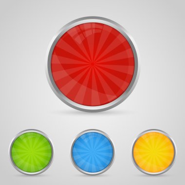 Set of colored buttons with chrome stroke clipart