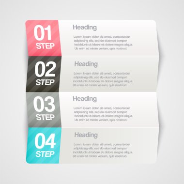 Vector paper progress steps for tutorial clipart