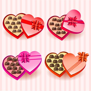 Set of heart valentine chocolates boxes clipart