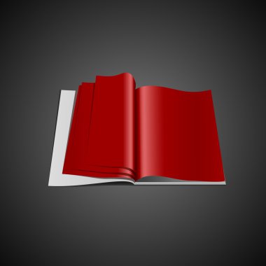 Red opened book,  vector illustration   clipart