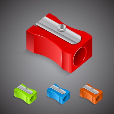 Set of plastic colored pencil sharpeners clipart