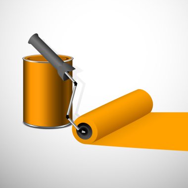 Paint can with a roller clipart