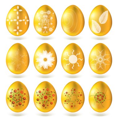 Golden eggs set isolated on white background. clipart