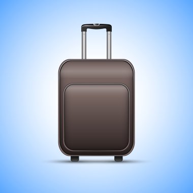 Black suitcase isolated on blue background clipart