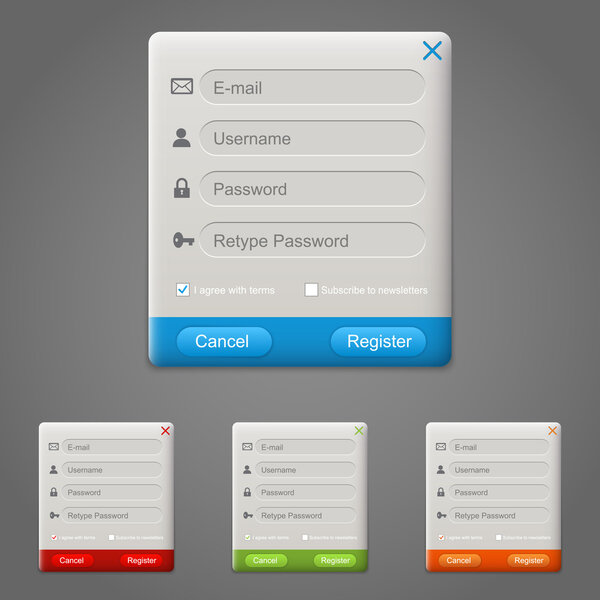 набор регистрационных форм. Вектор
