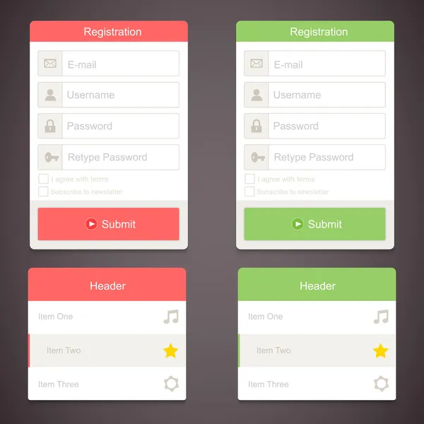 Modulo Registrazione Web Impostato Vettore — Vettoriale Stock