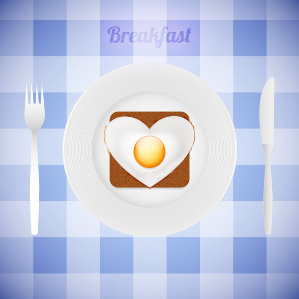 The tableware with heart. Vector
