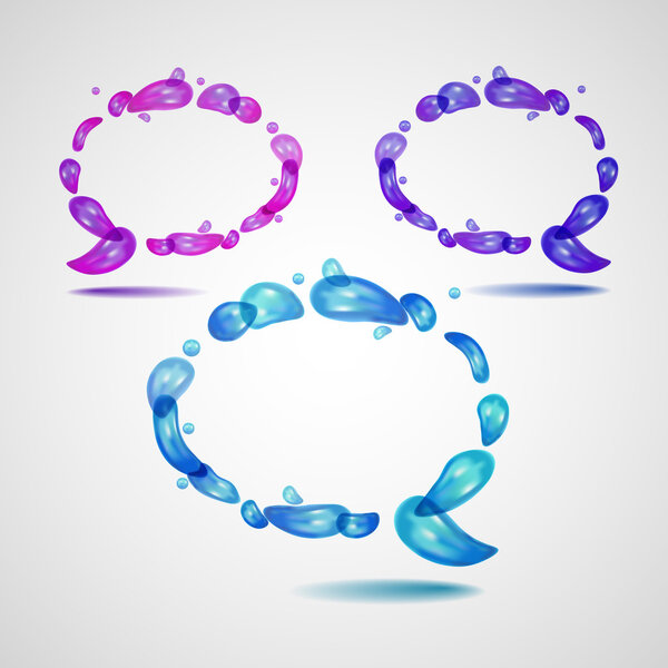 Set of speech bubbles formed from water. Vector