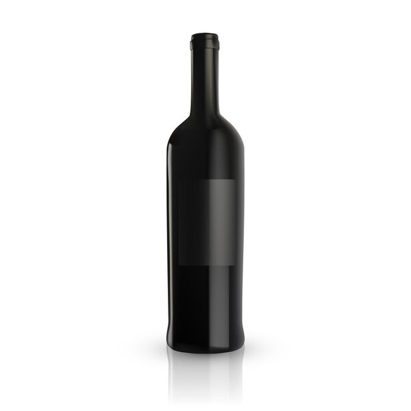Wine Bottle On White Background Isolated. Vector