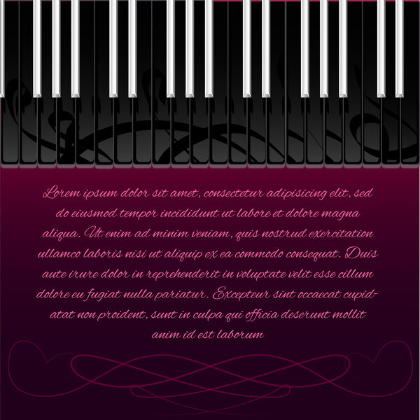 Клавиша фортепиано с текстовым пространством. Векторная иллюстрация
