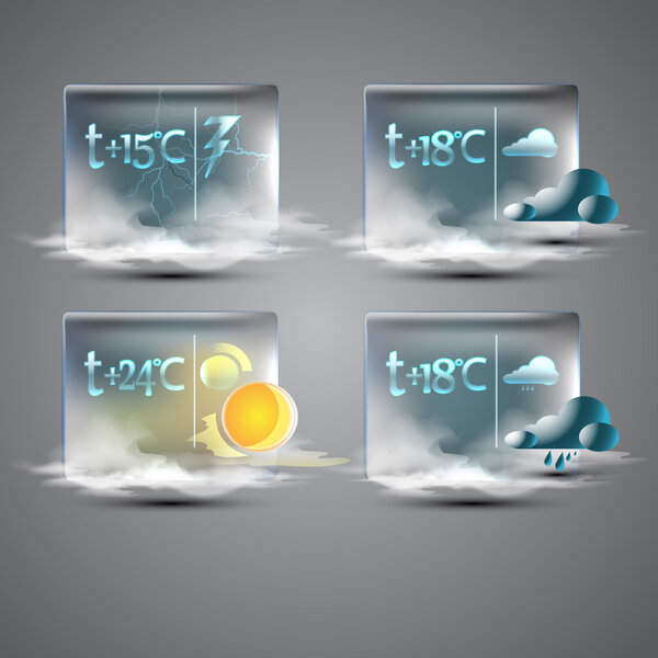 Иконки прогноза погоды, векторные иллюстрации
  