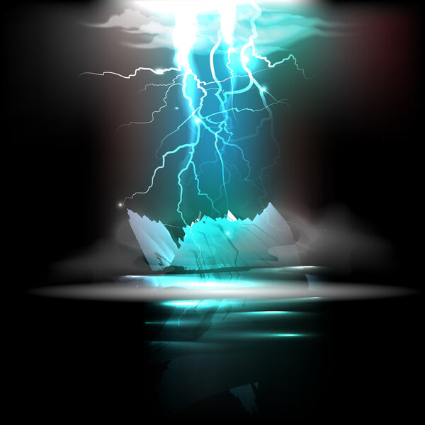 Lightning in the night. Vector illustration