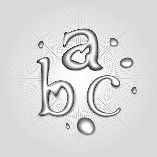 Vector water letters A, B, C.