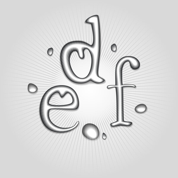 Vector water letters D, E, F.