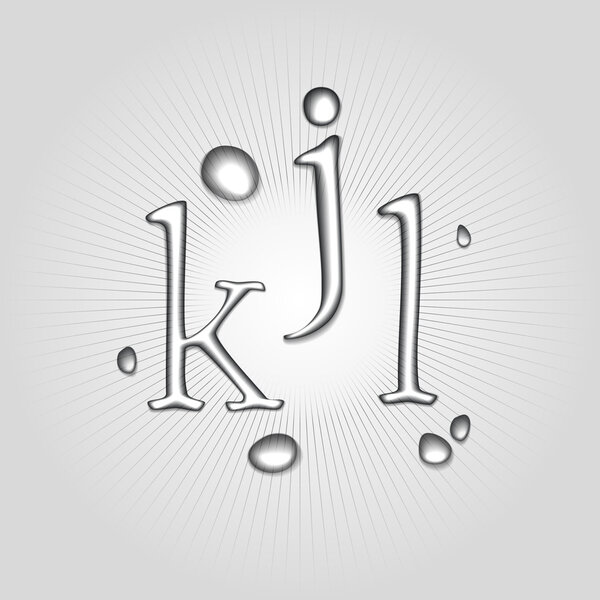 Vector water letters K, J, L.