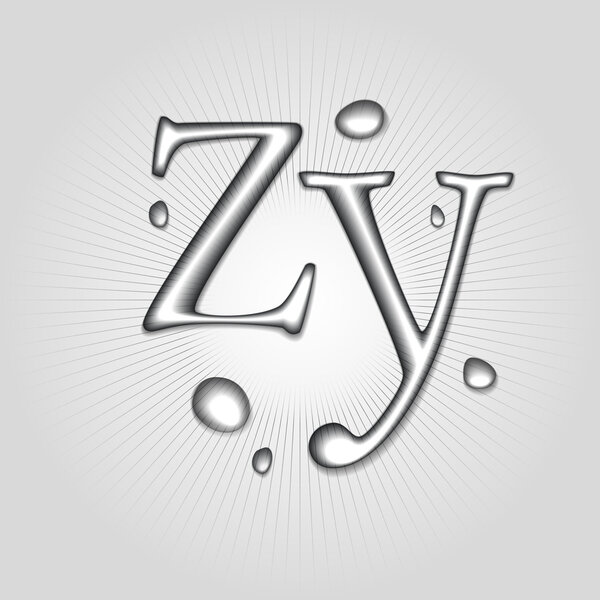 Vector water letters Z, Y.