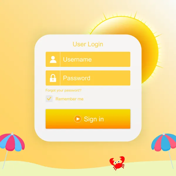 Vector Login Form Sunny Background — Stock Vector