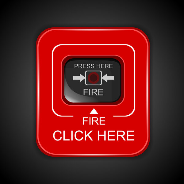 Красная пожарная сигнализация, векторная иллюстрация
  