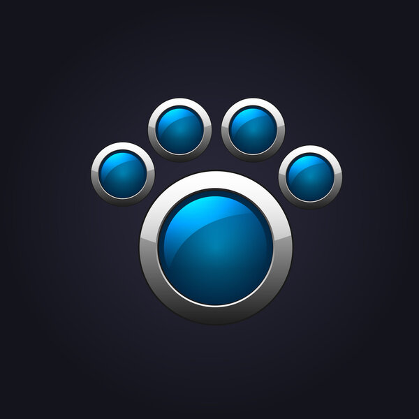 Set of blank blue round buttons