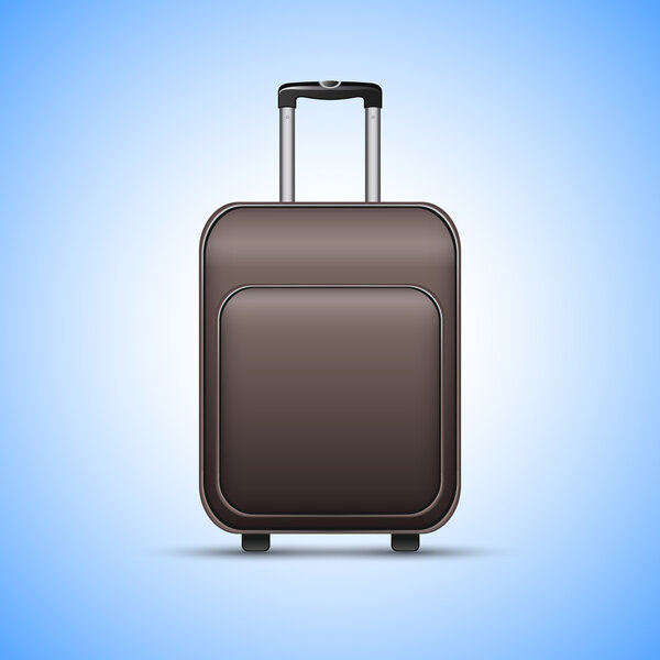Black suitcase isolated on blue background