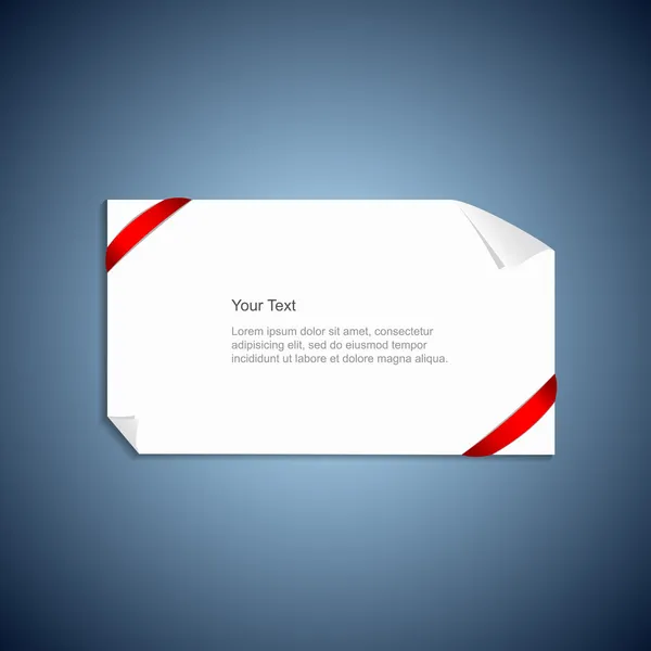 Une Feuille Papier Avec Ruban Rouge — Image vectorielle