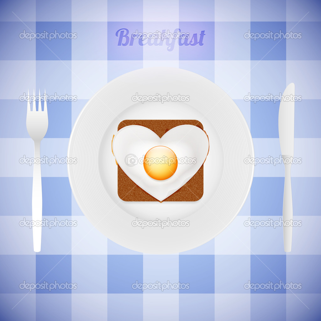 The tableware with heart. Vector